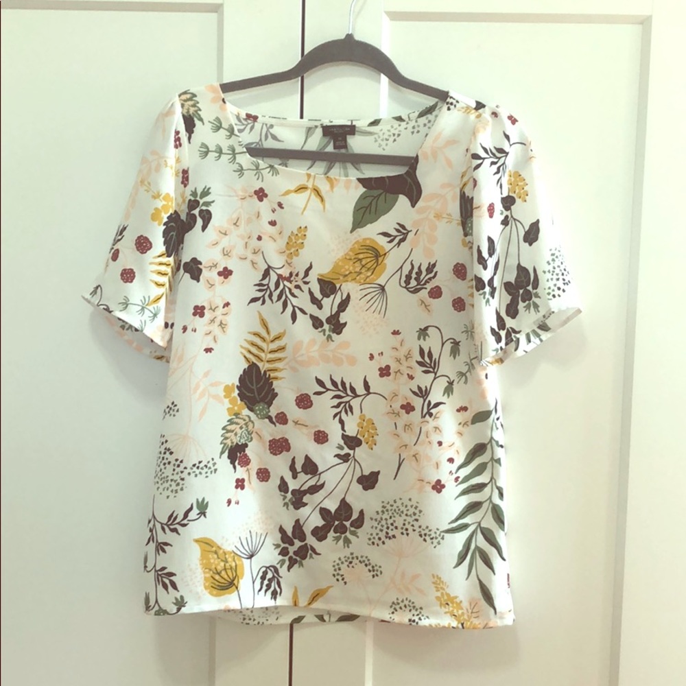 Ann Taylor Factory Floral Square Neck Shirt